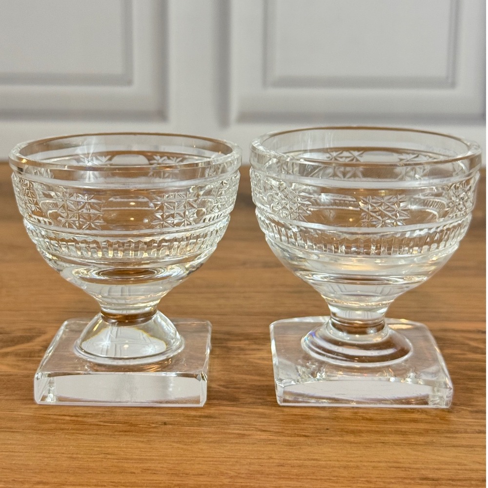 Vintage Pair Waterford Footed Crystal Salt Cellars Condiment Dips "Colleen" 1968